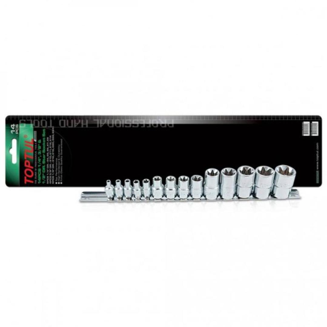 SOCKET SET TORX 1/4,3/8 & 1/2" 14pc ON RAIL TOPTUL image 0