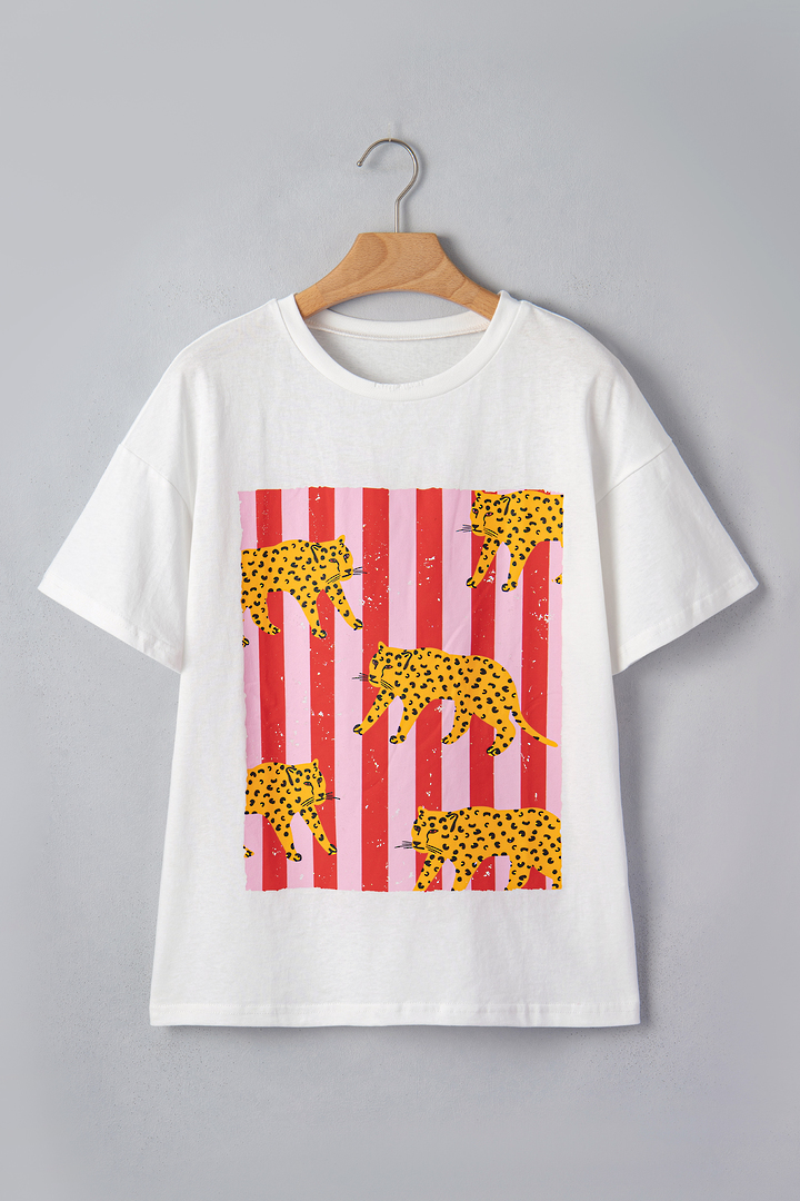Circus Cheetah Cotton T Shirt White Medium image 2
