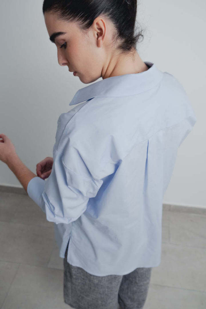 Cloud Blue Cotton Shirt Medium image 1