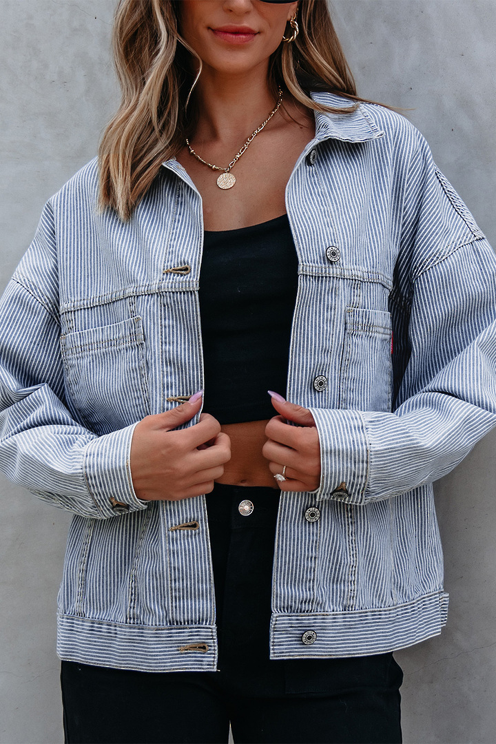 Metro Pinstripe Jacket Sky Blue Large image 7