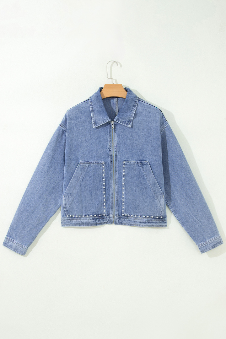 Millie Pearl Trim Denim Jacket image 2