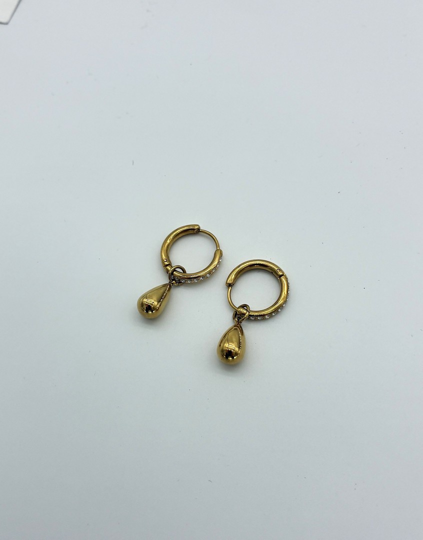 Timeless Diamond Drop Stainless Steel Earring Gold image 1