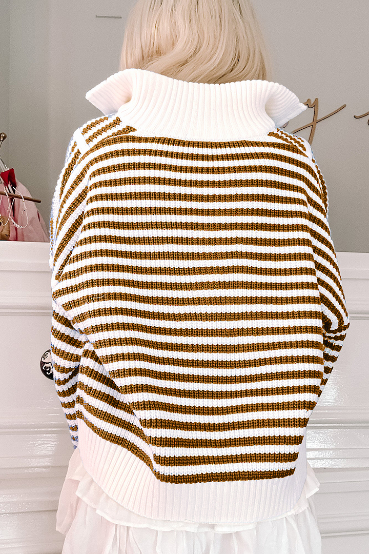 Parisian Stripe Zip Jumper Large image 1