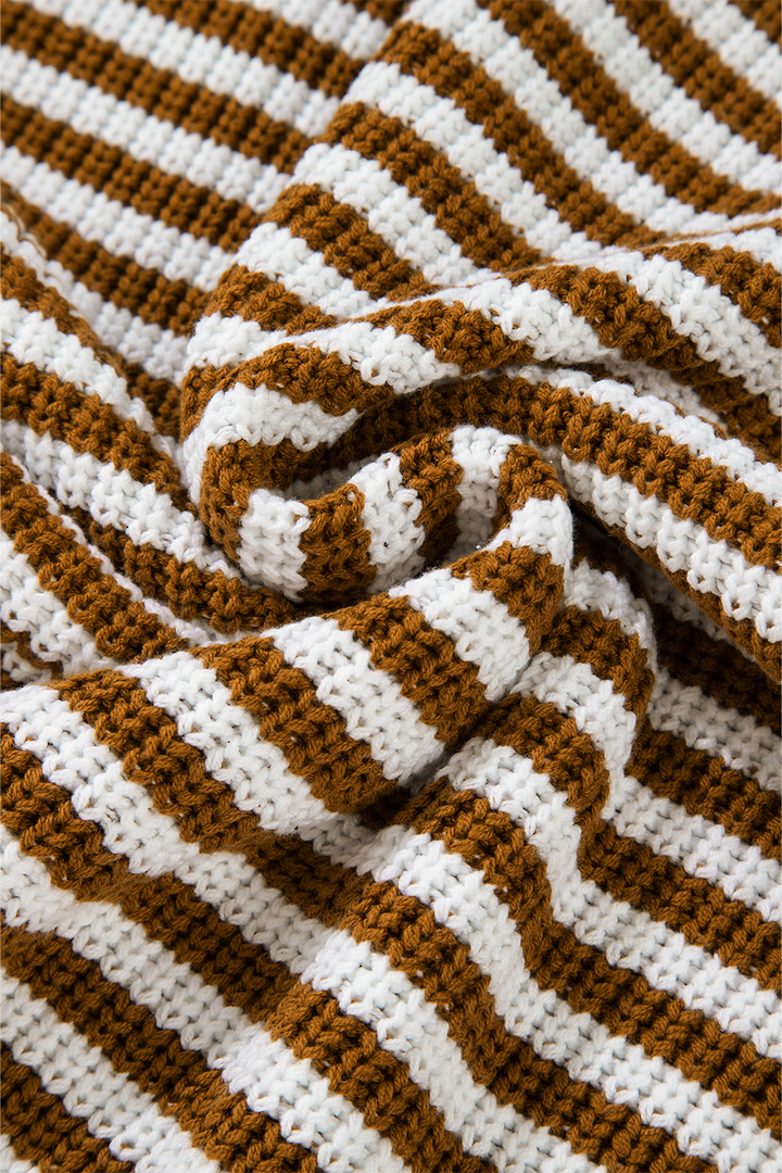 Parisian Stripe Zip Jumper Tan Small image 8