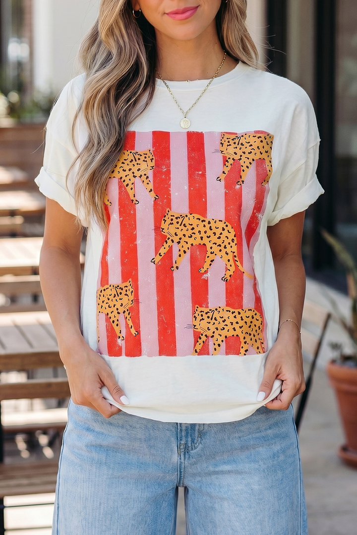 Circus Cheetah Cotton T Shirt Large image 1