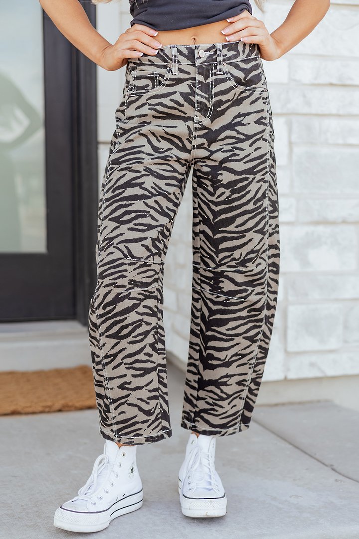 Zebra Wide Leg Barrel Jeans Size 10 (Medium) image 1