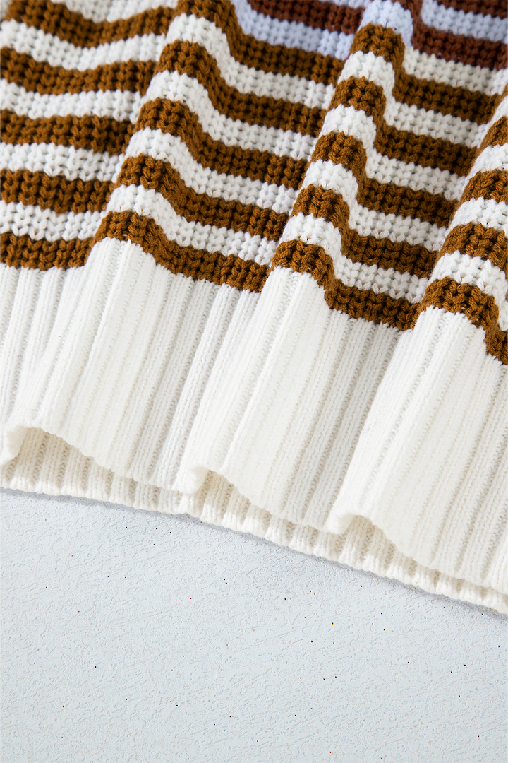Parisian Stripe Zip Jumper Tan Small image 7