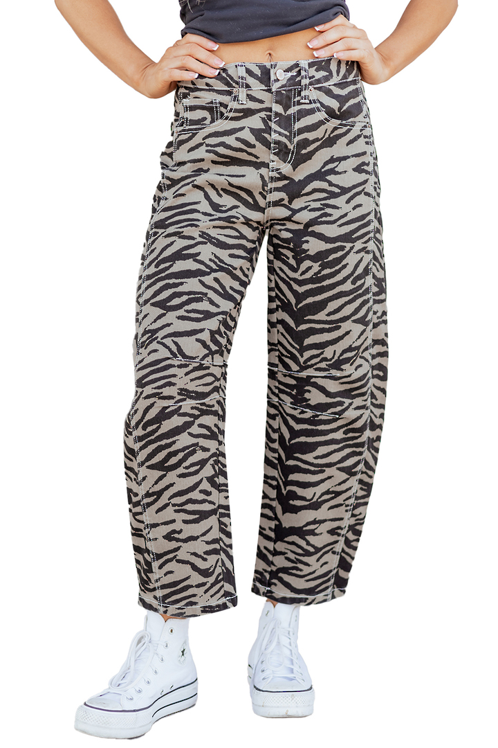 Zebra Wide Leg Barrel Jeans Size 8 (Small) image 3