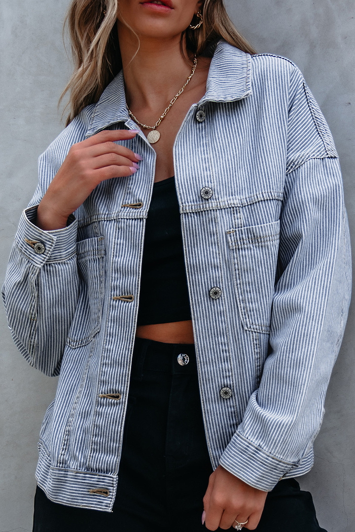 Metro Pinstripe Jacket Sky Blue Large image 1