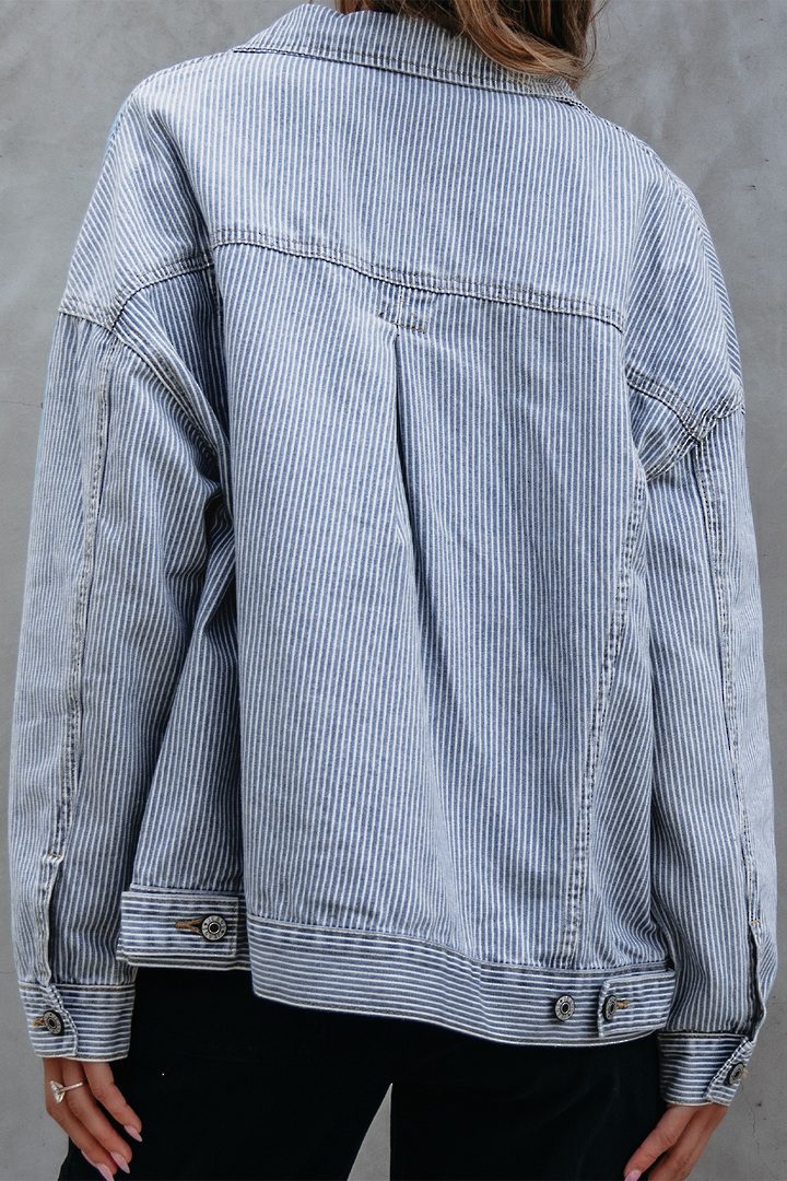 Metro Pinstripe Jacket Sky Blue Large image 3