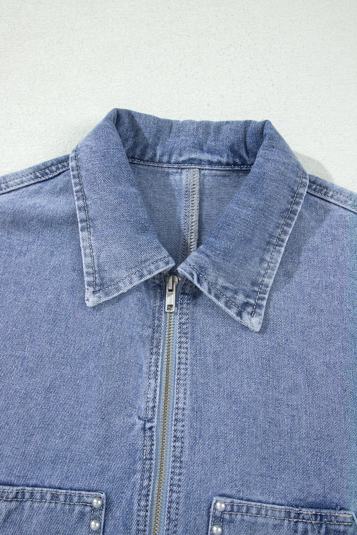 Millie Pearl Trim Denim Jacket image 7