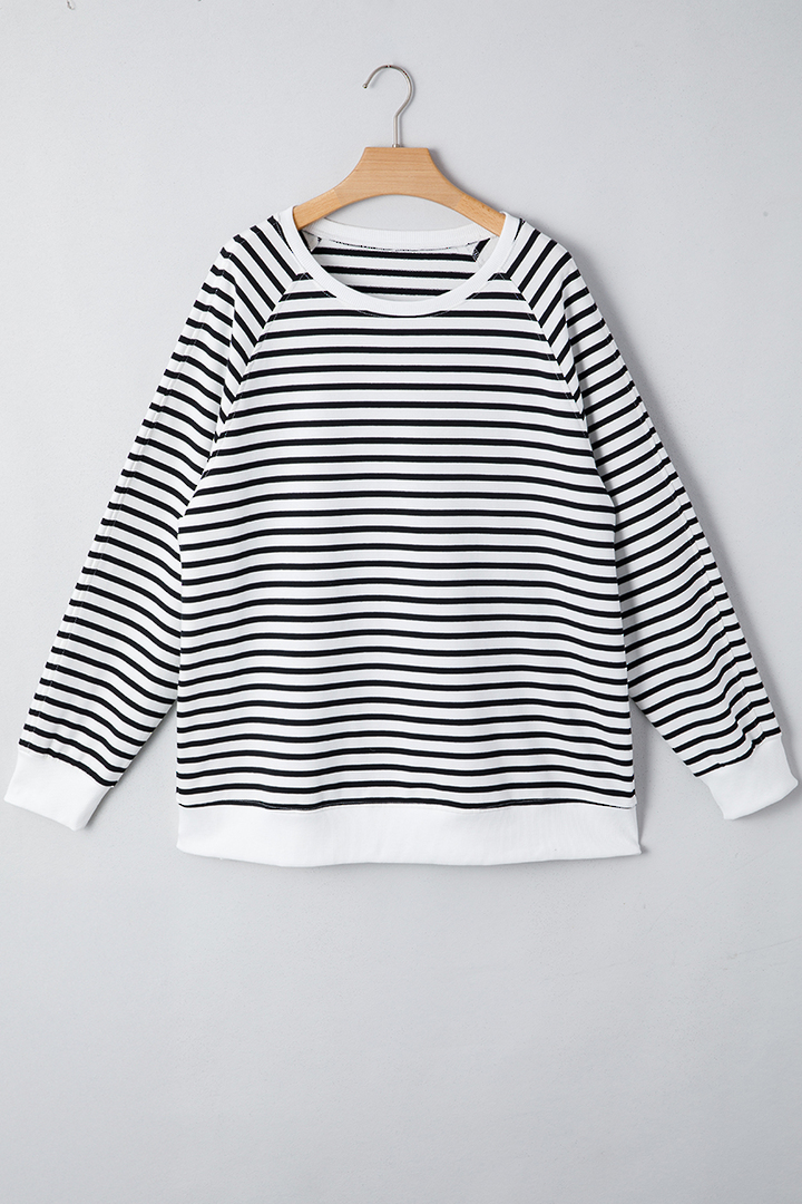 Harbour Black & White Stripe Cotton Sweatshirt Small image 3
