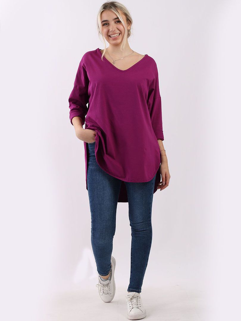Amelia V Neck Top Magenta image 1