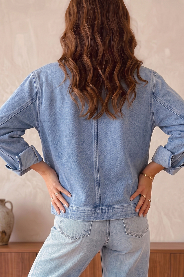 Millie Pearl Trim Denim Jacket Small image 1