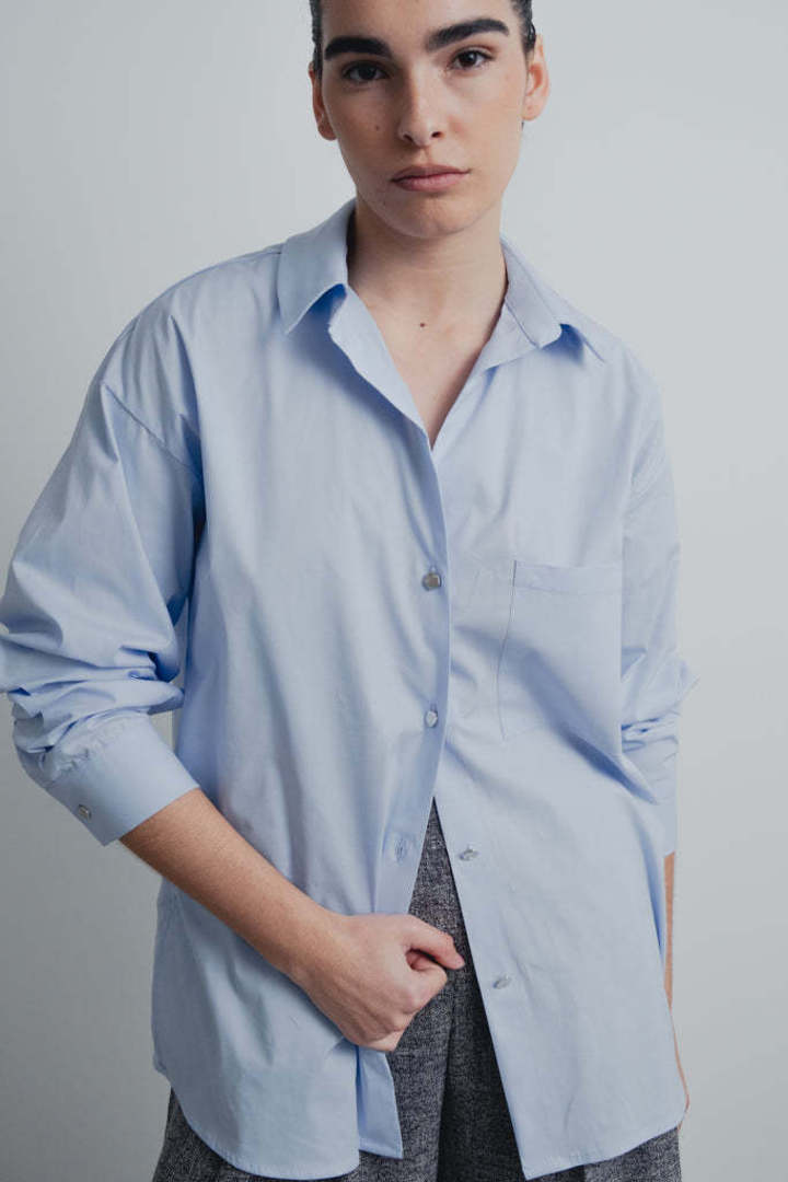 Cloud Blue Cotton Shirt Medium image 0