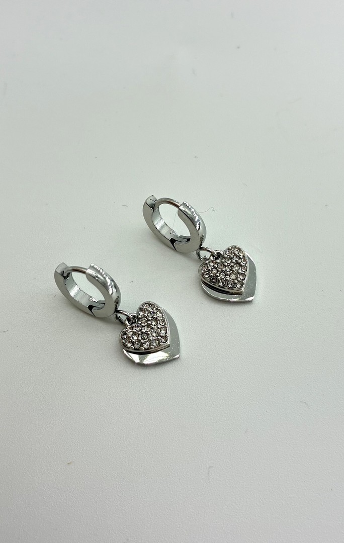 Heart to Heart Stainless Steel Earrings Silver image 0