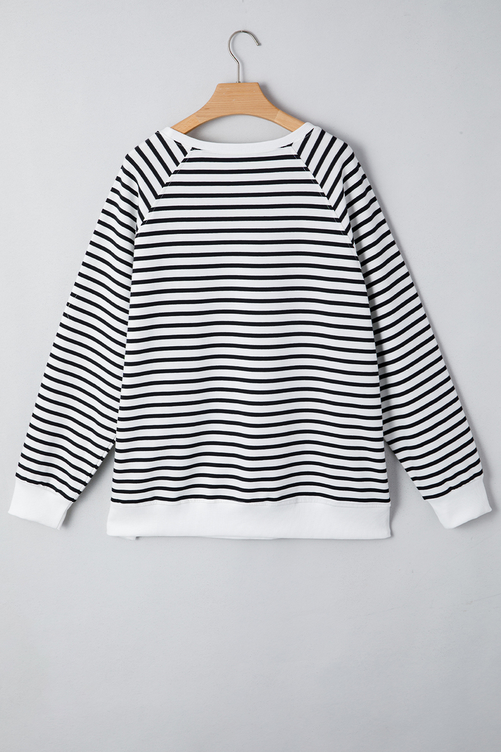 Harbour Black & White Striped Cotton Sweater Medium image 4