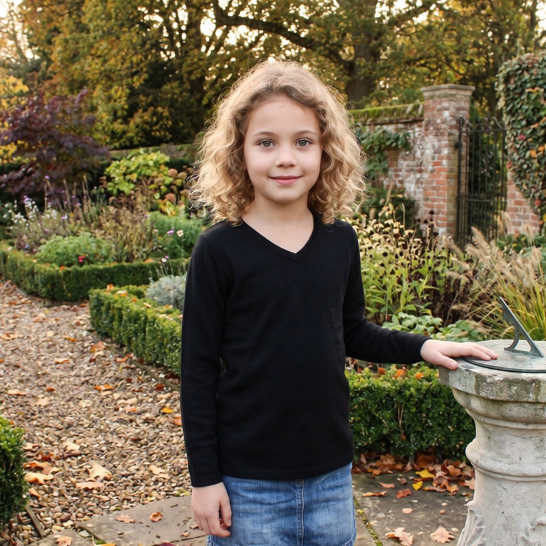 Merino Kids Long Sleeve V Neck Top image 0