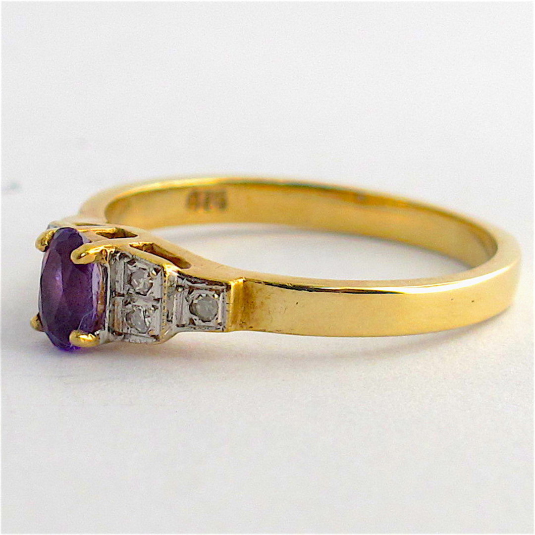 9ct yellow & white gold amethyst and diamond ring image 1