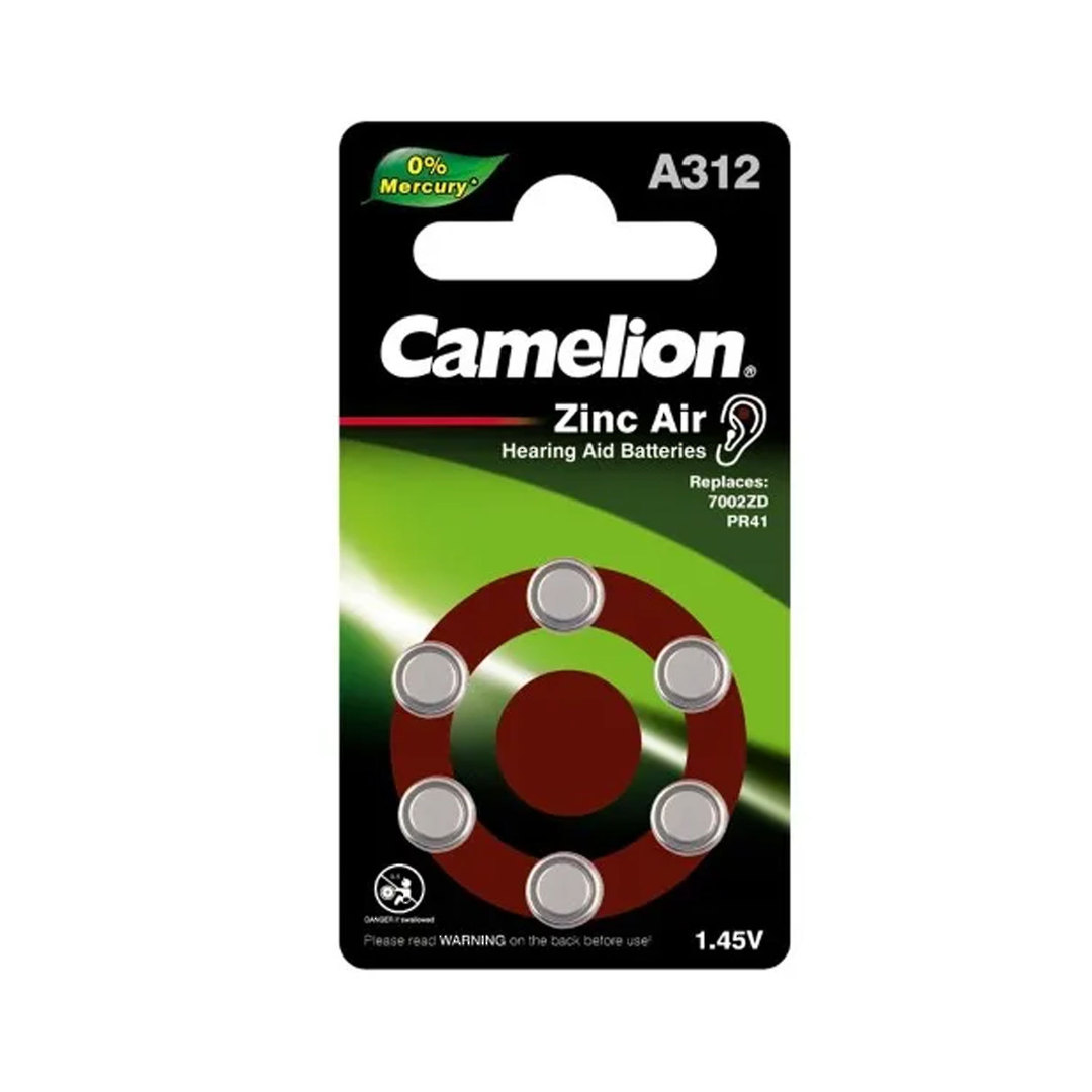 CAMELIAN A312 PR41 Zinc Air Hearing Aid Batteries 6PK image 0
