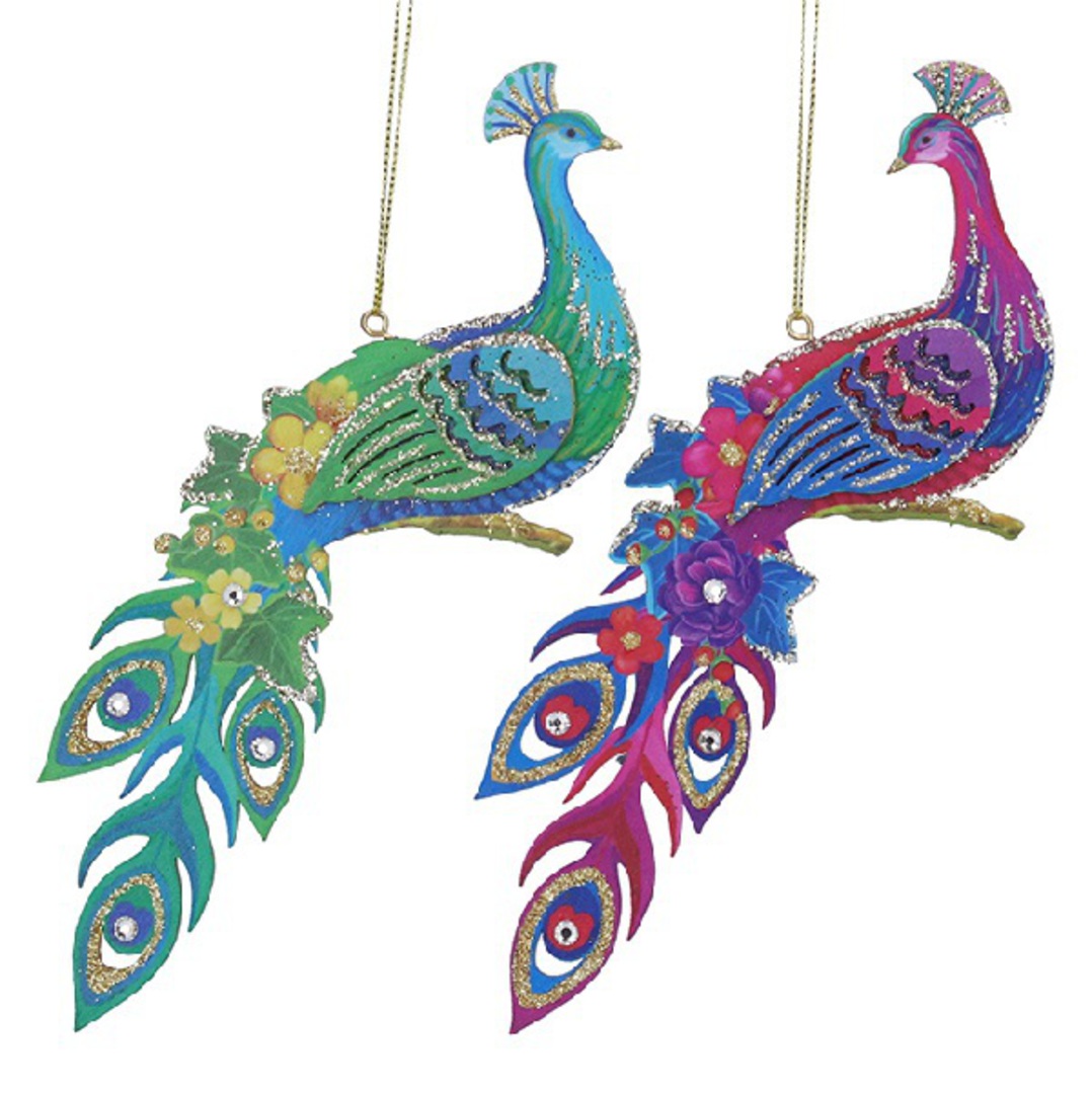 Set 2, Wood Paradise Peacock 19cm image 0