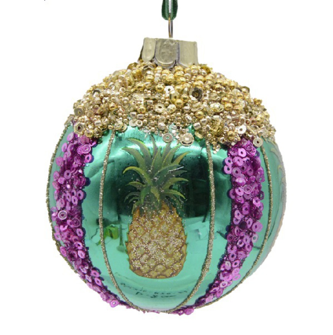 Glass Ball Green, Fantasia Pineapple 8cm *ETA Nov image 0