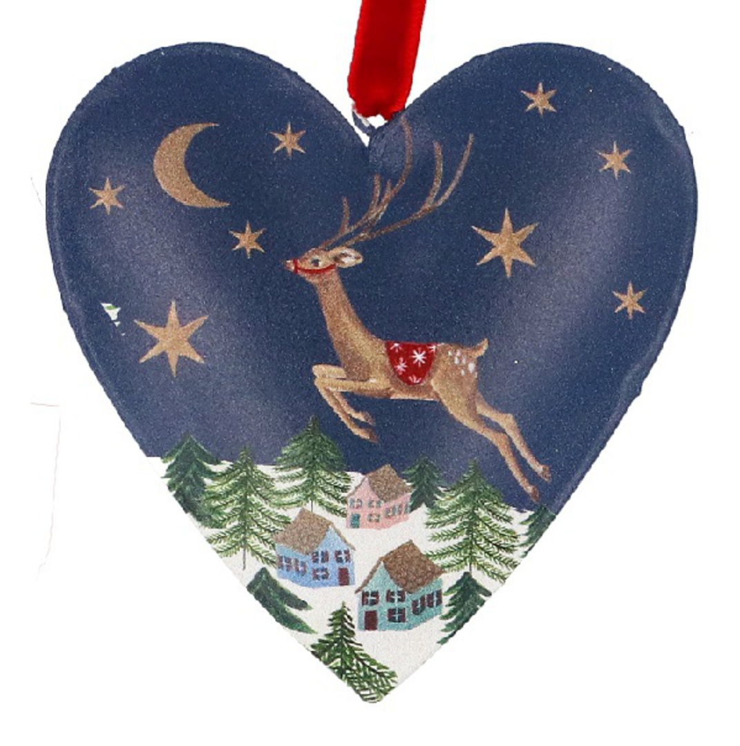Tin Heart Blue, Nostalgic Reindeer 12cm *ETA Nov image 0