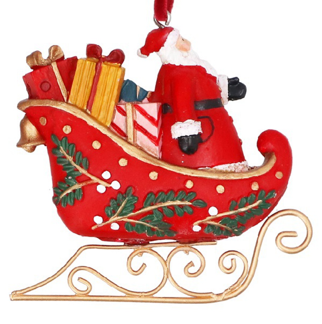 Resin Nostalgic Santa Sleigh, Red 8cm *ETA Nov image 0