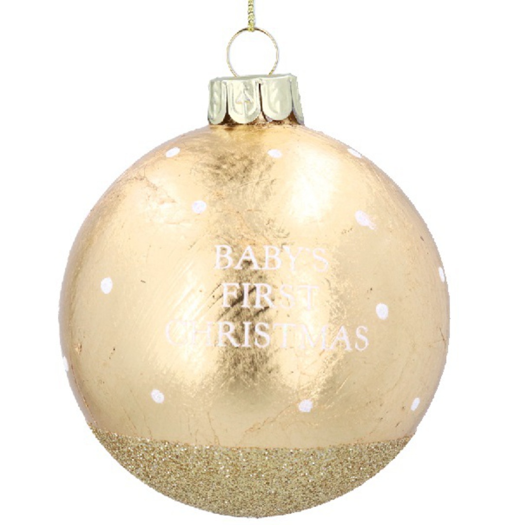 Glass Ball Gold, Winnie-The-Pooh Baby's First Christmas 8cm *ETA Nov image 1