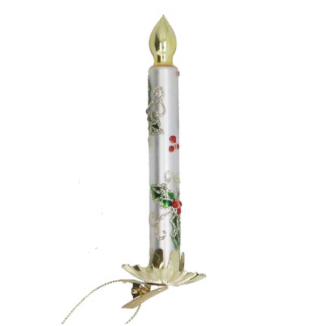 Glass Clip, White Candle 14cm *ETA Nov image 0