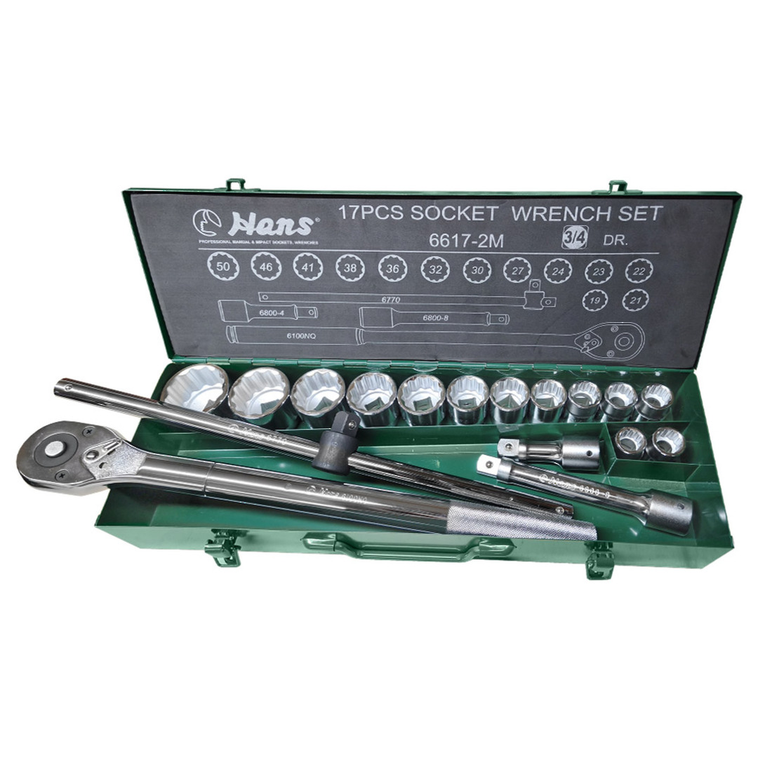 Hans 3/4Dr 17pc Metric Socket Set image 0