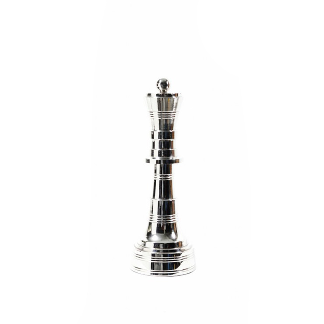 QUEEN CHESS ORNAMENT POLISHED NICKEL image 0
