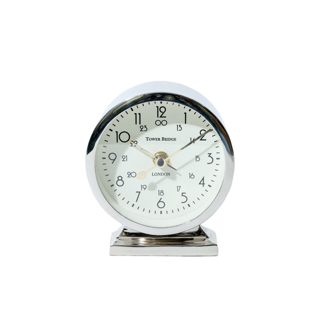 TOWER BRIDGE TABLE CLOCK POLISHED NICKEL image 0