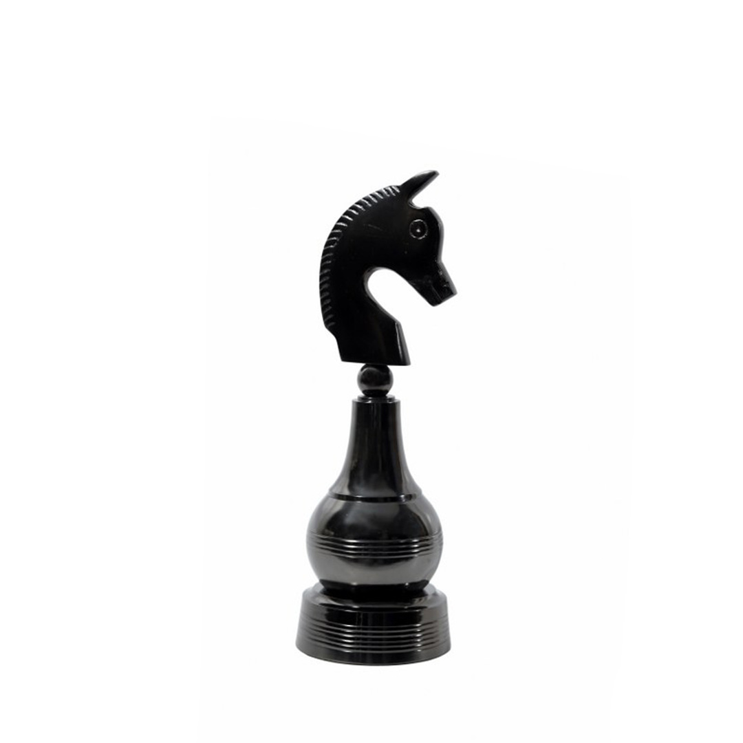 KNIGHT CHESS ORNAMENT BLACK NICKEL image 0