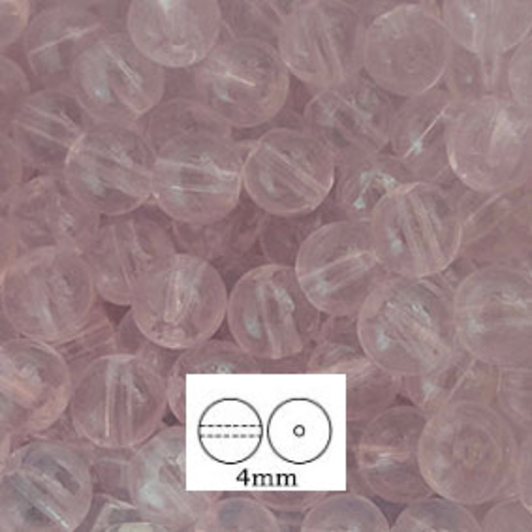 Glass Druk (Tiffany) Round Bead: 4mm - Rosaline image 0