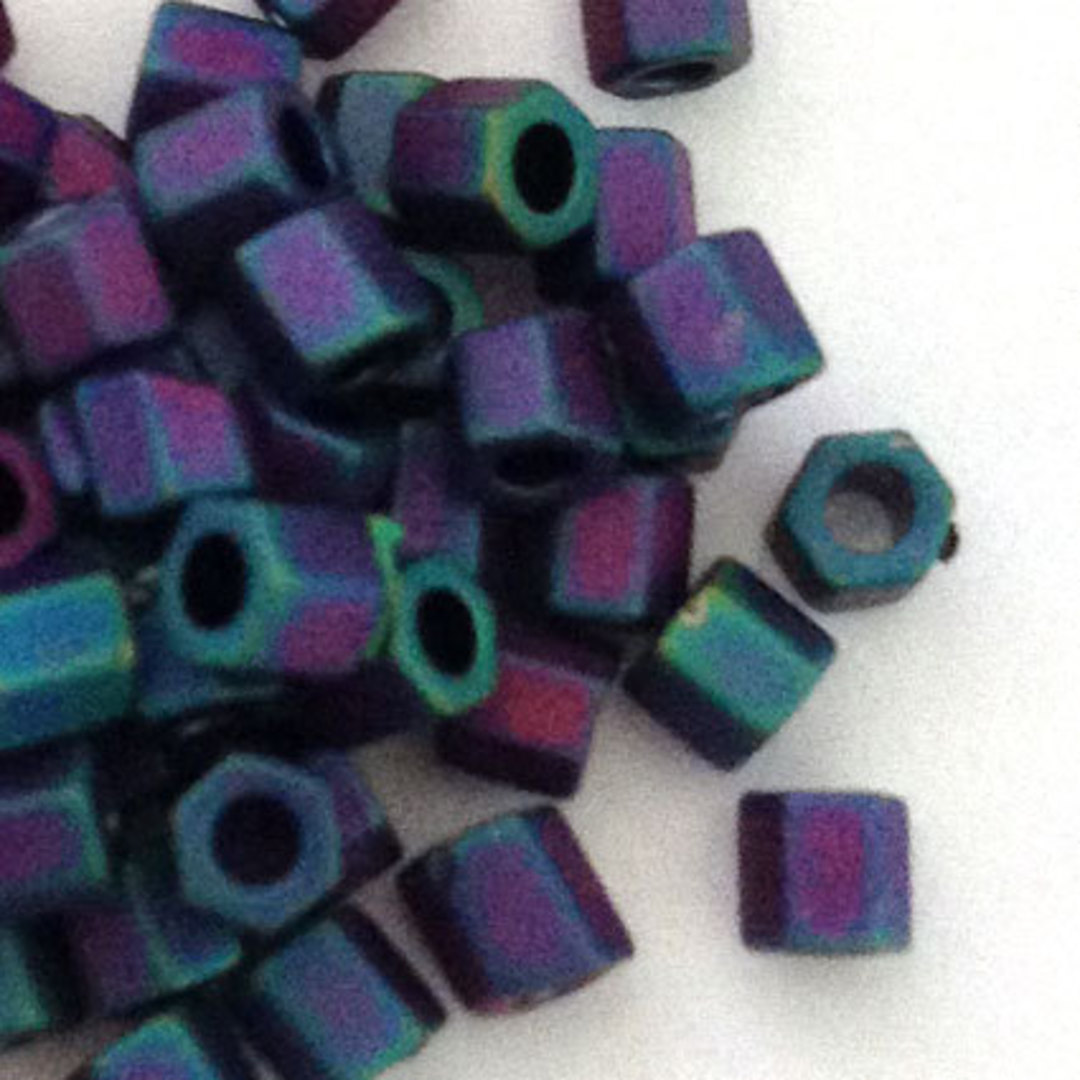 Toho size 8 hex: F463A - Frosted Deep Blue/Purple Iris (7 grams) image 0
