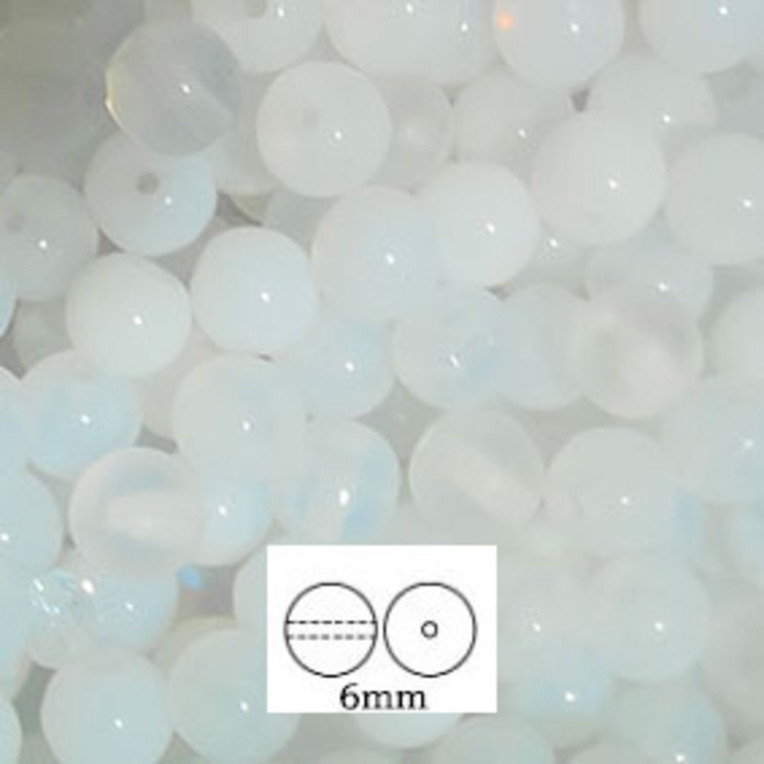 Glass Druk (Tiffany) Round Bead: 6mm - White Opal (variegated) image 0