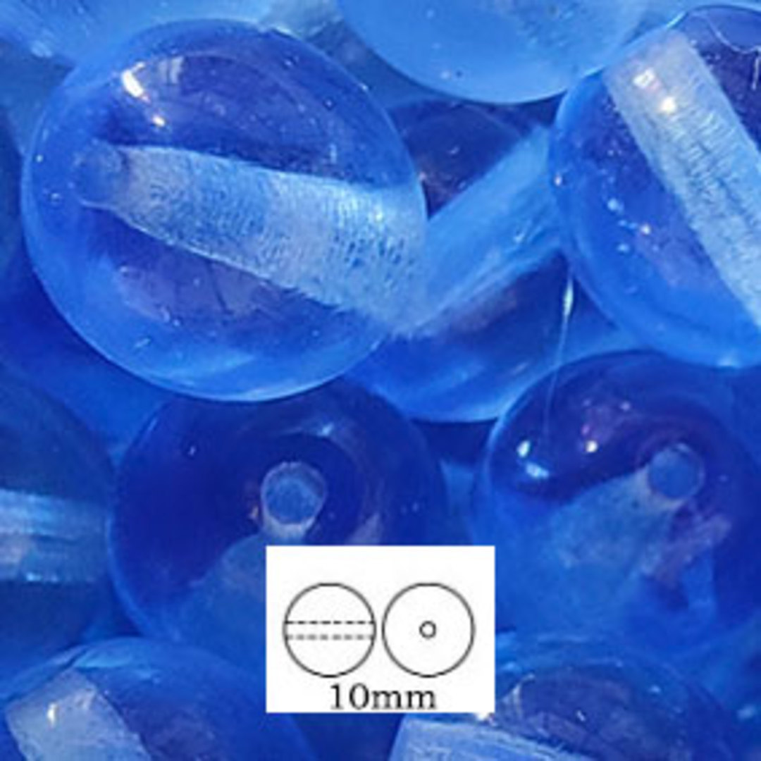 Glass Druk (Tiffany) Round Bead: 10mm - Light Sapphire image 0