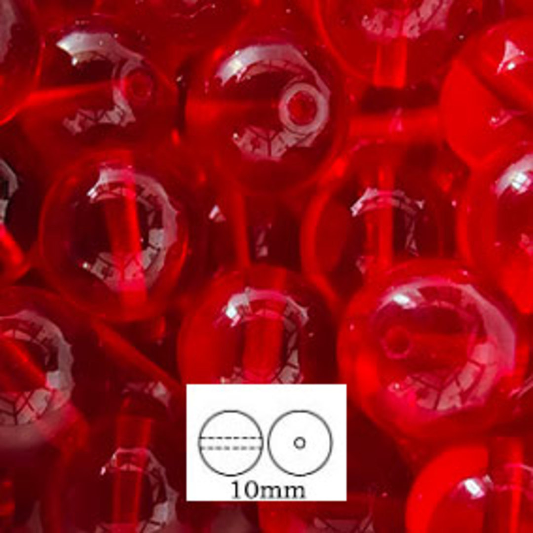 Glass Druk (Tiffany) Round Bead: 10mm - Light Siam image 0