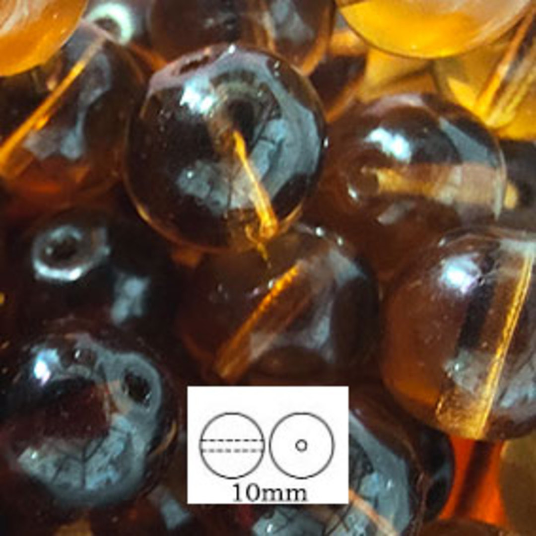 Glass Druk (Tiffany) Round Bead: 10mm - Brown image 0