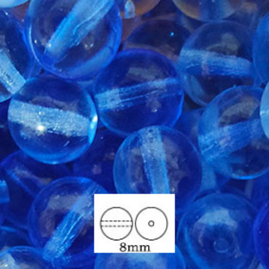Glass Druk (Tiffany) Round Bead: 8mm - Sapphire image 0