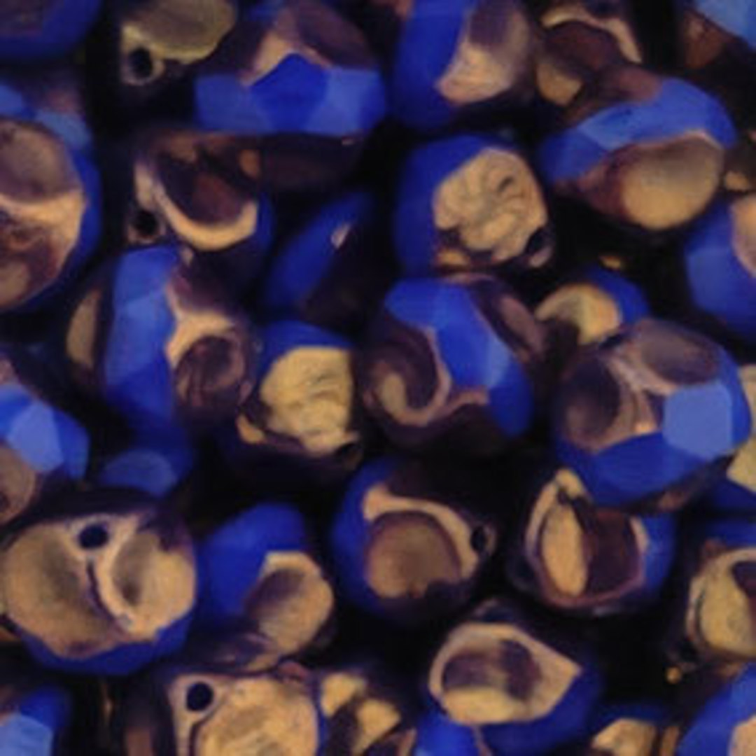 Czech Textured Glass Round, 10mm - Cobalt/Metallic image 0