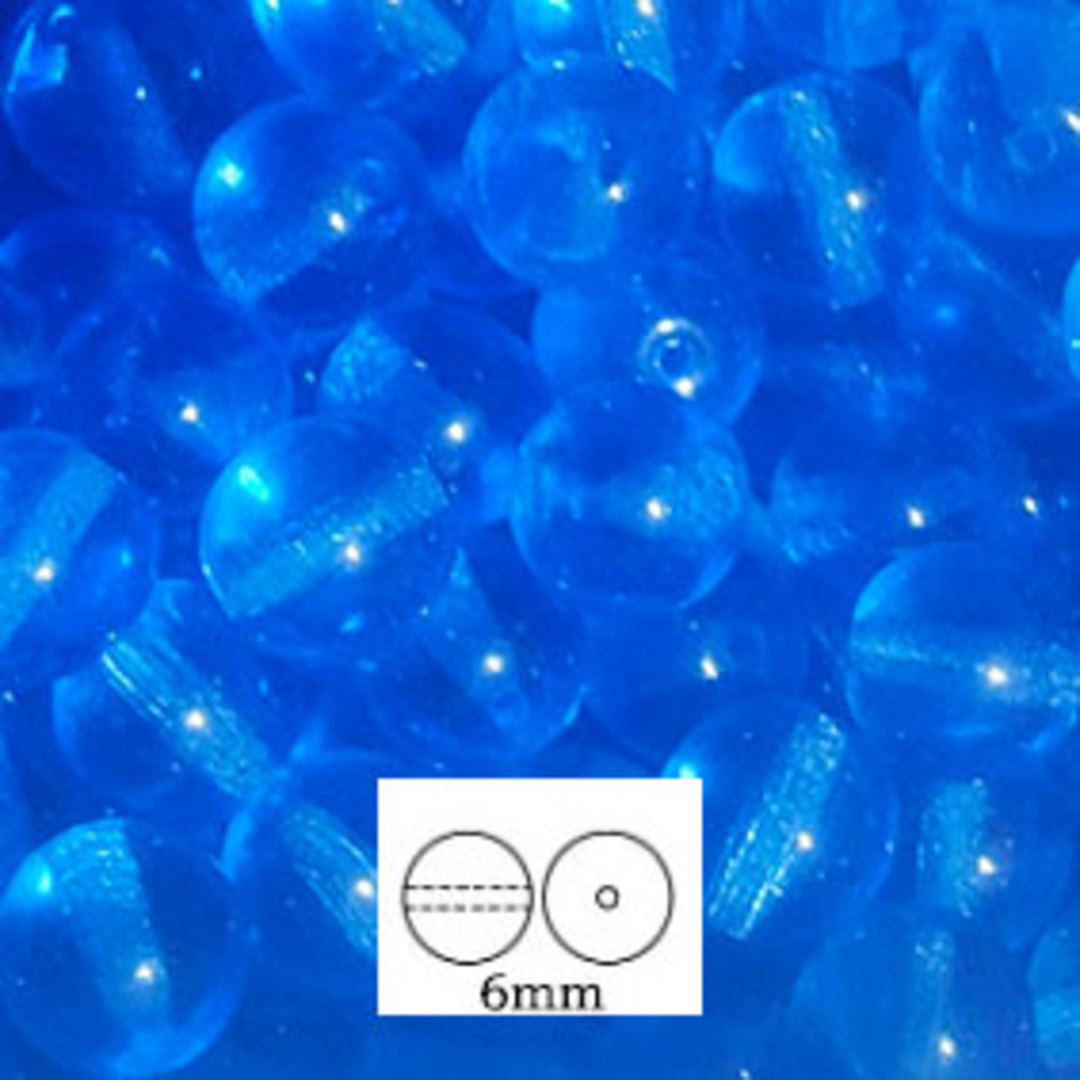 Glass Druk (Tiffany) Round Bead: 6mm - Sapphire image 0