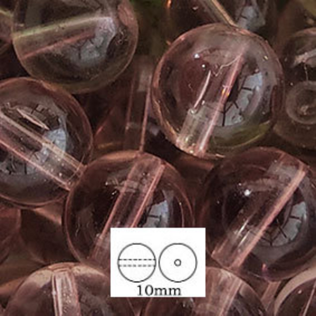 Glass Druk (Tiffany) Round Bead: 10mm - Light Amethyst image 0