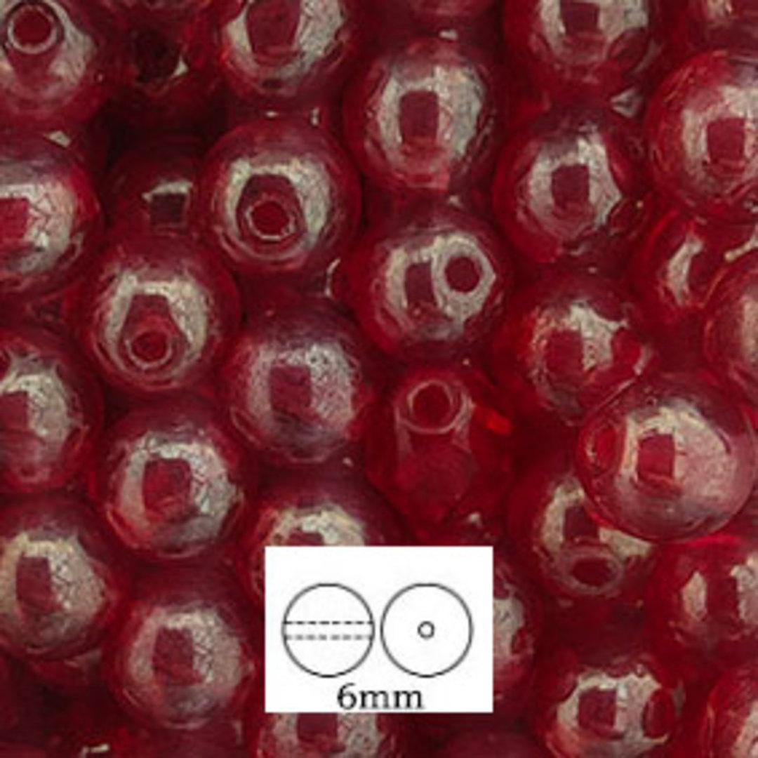 Glass Druk (Tiffany) Round Bead: 6mm - Coated Siam Lustre image 0