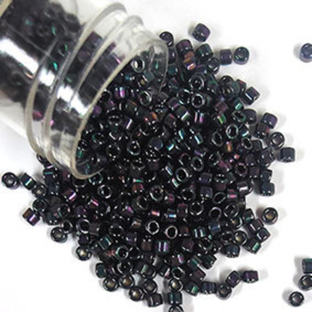 11/0 Miyuki Delica, colour 1001 -  Deep Metallic Purple-Green Gold Iris (5 grams) image 0