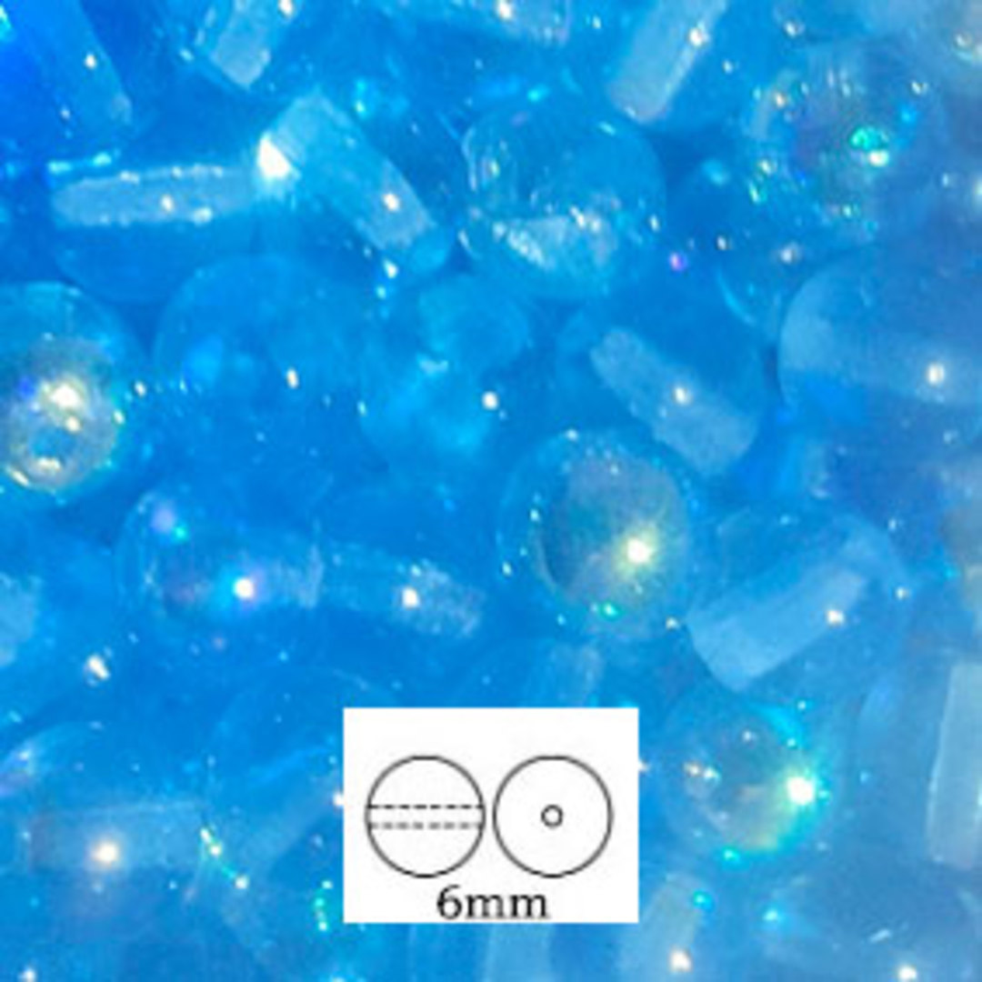 Glass Druk (Tiffany) Round Bead: 6mm - Light Sapphire AB image 0