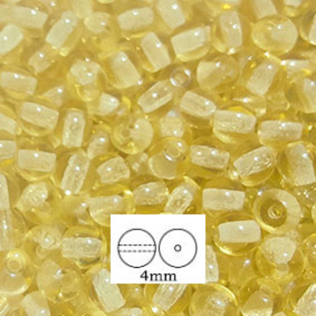 Glass Druk (Tiffany) Round Bead: 4mm - Light Topaz image 0