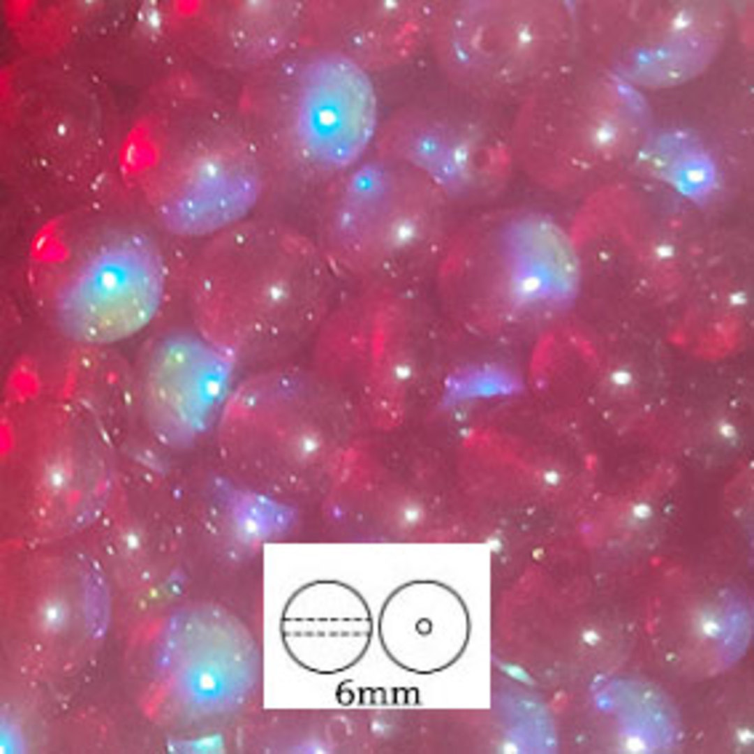 Glass Druk (Tiffany) Round Bead: 6mm - Siam AB image 0