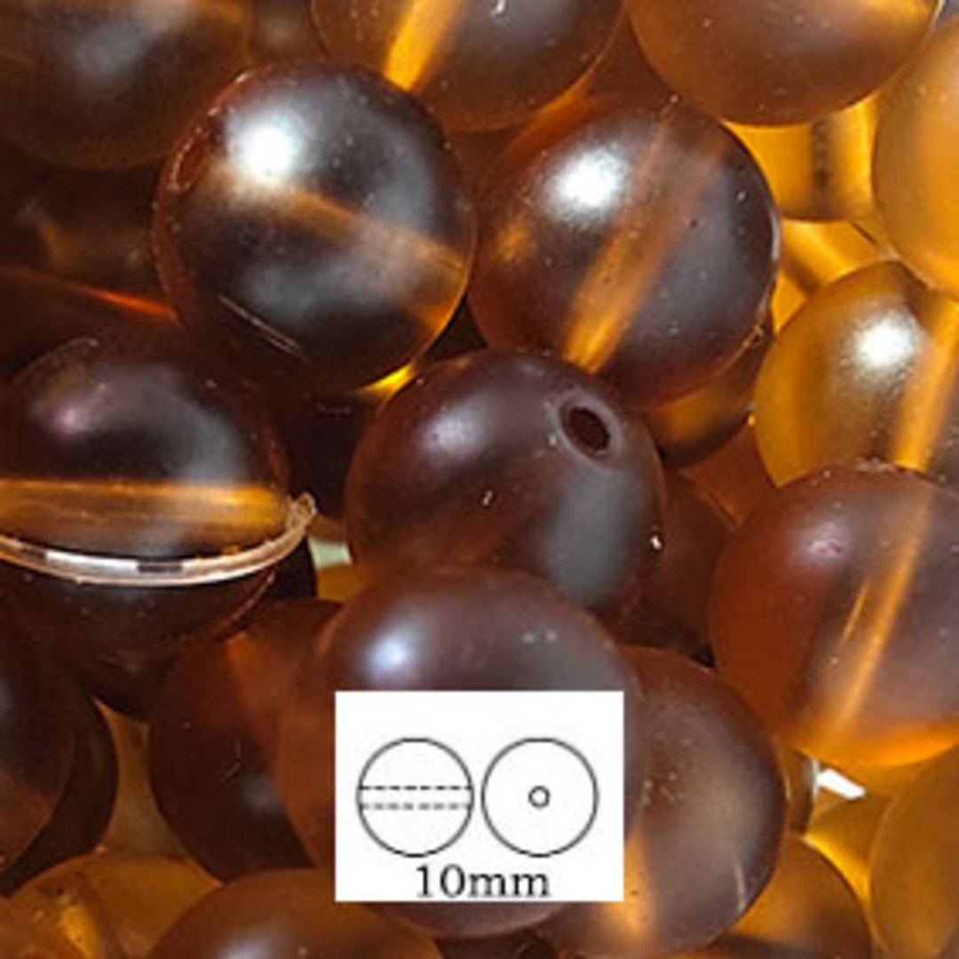 Glass Druk (Tiffany) Round Bead: 10mm - Matte Brown image 0